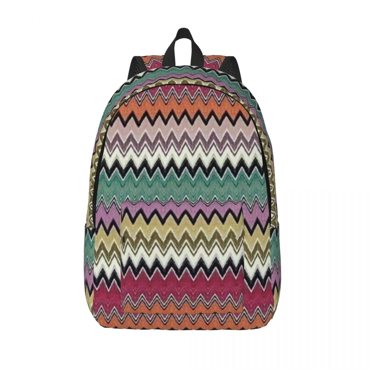 

Colorful Zig Zag Chevron Canvas Backpacks for Girls Bohemian Geometric School College Travel Bags Bookbag Fits 15 Inch Laptop