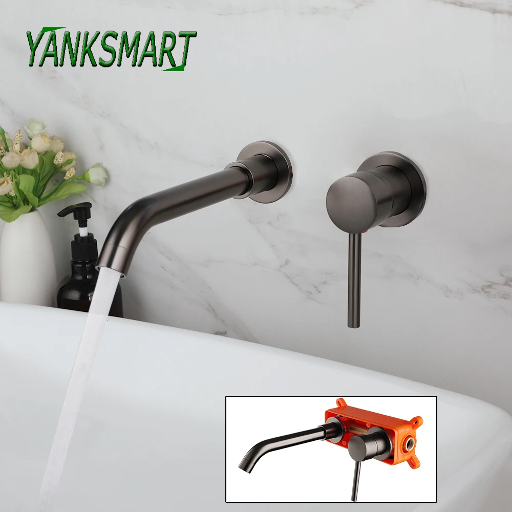 Серый смеситель для ванной комнаты YANKSMART, кран для горячей и холодной воды с одним отверстием и поворотным носиком, с одной ручкой, настенный
Серый смеситель для ванной комнаты YANKSMART, кран для горячей и холодной воды с одним отверстием и поворотным носиком, с одной ручкой, настенный