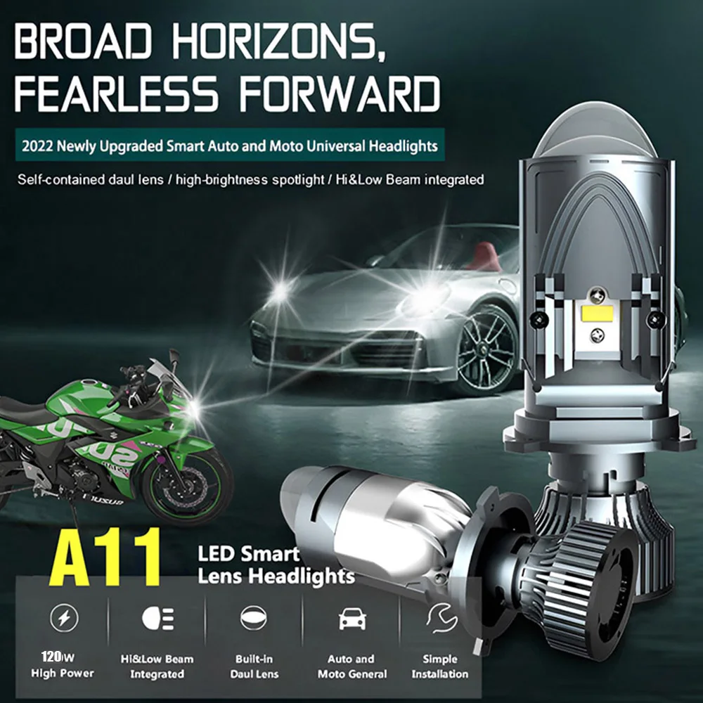 H4 LED High Low Beam Mini Headlight Bulb Projector Len 12V White 120W Car Light LED Canbus Automotive Dual Lenses for Headlights
H4 LED High Low Beam Mini Headlight Bulb Projector Len 12V White 120W Car Light LED Canbus Automotive Dual Lenses for Headlights