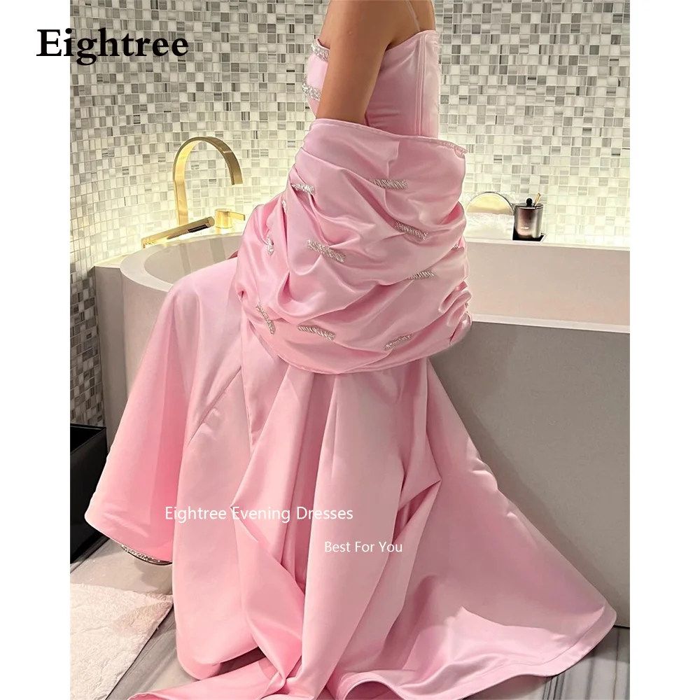 

Eightree Pink Arabia Evening Dresses Spaghetti Straps Mermaid Satin Sequined Formal Occasion Dresses Abendkleider Dubai 2023