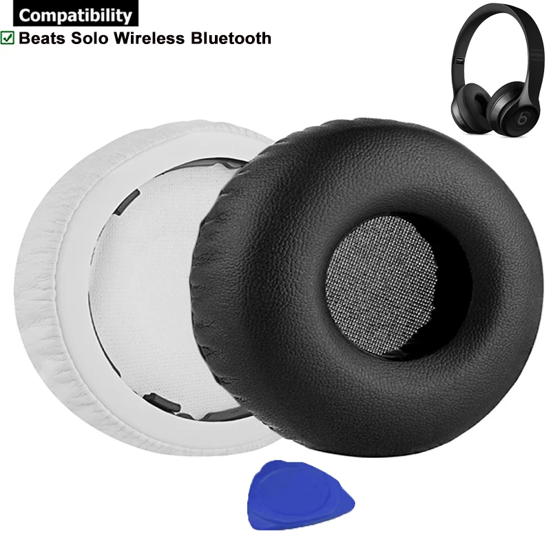 

Protein Leather Replacement Ear Pads Cushion Cups Cover Earpads for Beats by Dr. Dre Solo Bluetooth Wireless Headphones Headsets