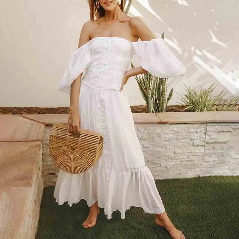 AYUALIN Sexy Off The Shoulder Summer Dress for Women Party Vintage White Solid Puff Sleeve Maxi Dresses Boho Vestidos 2022 Robe
AYUALIN Sexy Off The Shoulder Summer Dress for Women Party Vintage White Solid Puff Sleeve Maxi Dresses Boho Vestidos 2022 Robe