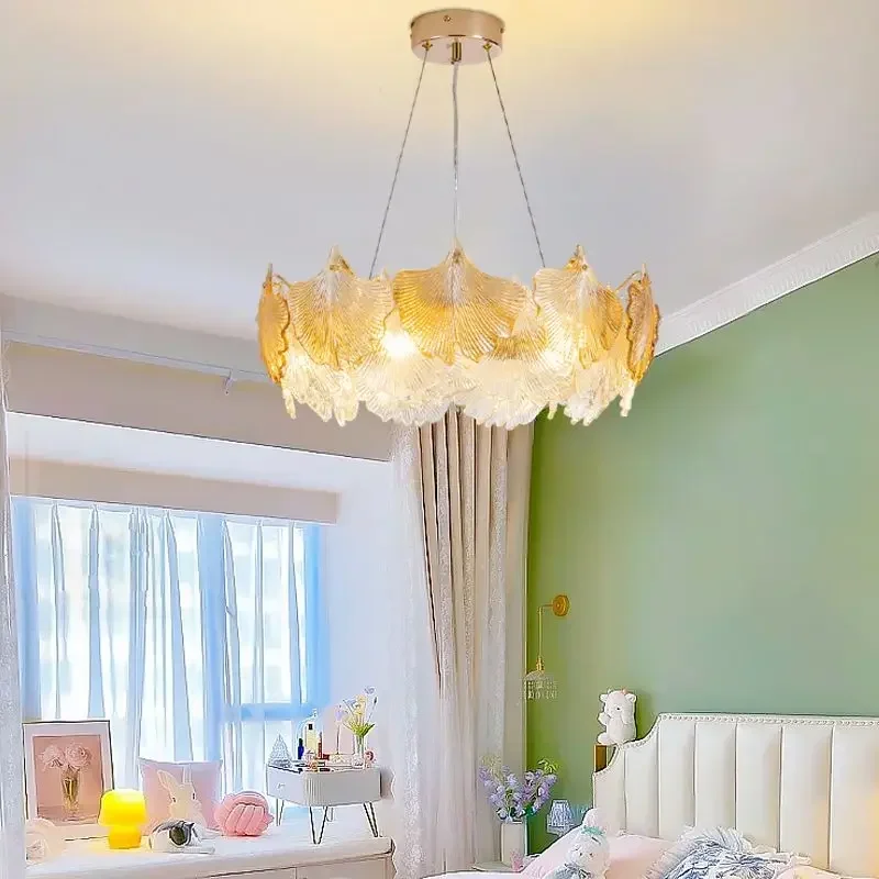 

Nordic LED Ginkgo Leaf Ceiling Chandeliers Restaurant Pendant Light Atmosphere High-end Living Dining Room Hanging Lamps
