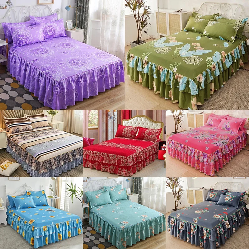3PCS Ruffle Skirt Bedspread Home Textile Printed Bed Skirt Bedroom Coverlets Bedspreads Sheet Dust Cover Bedding with Pillowcase
3PCS Ruffle Skirt Bedspread Home Textile Printed Bed Skirt Bedroom Coverlets Bedspreads Sheet Dust Cover Bedding with Pillowcase