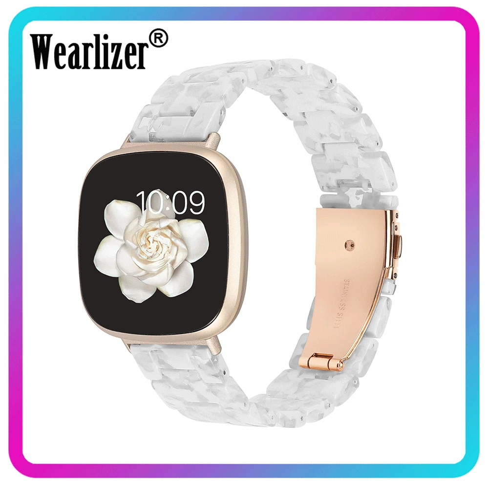 

Wearlizer Resin Watch Band for Fitbit Sense Adjustable Resin Watch Strap Women Fashionable Light Strap for Fitbit Versa 3 Band