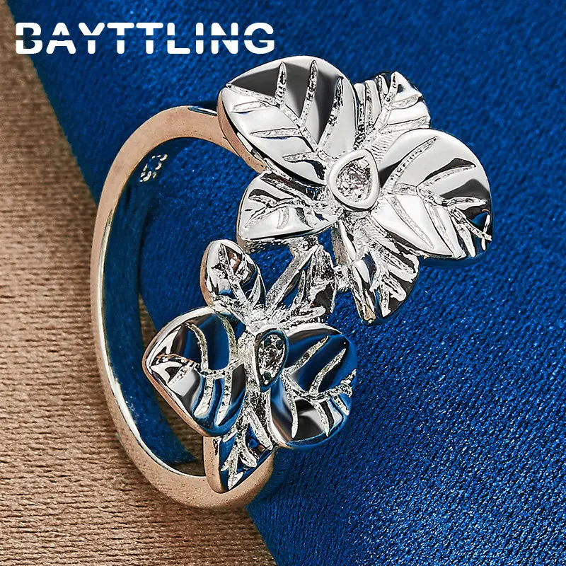 

925 Sterling Silver Ring 7/8/9/10# Exquisite Flower Ring For Fashion Women Gifts Wedding Party Jewelry Accessories