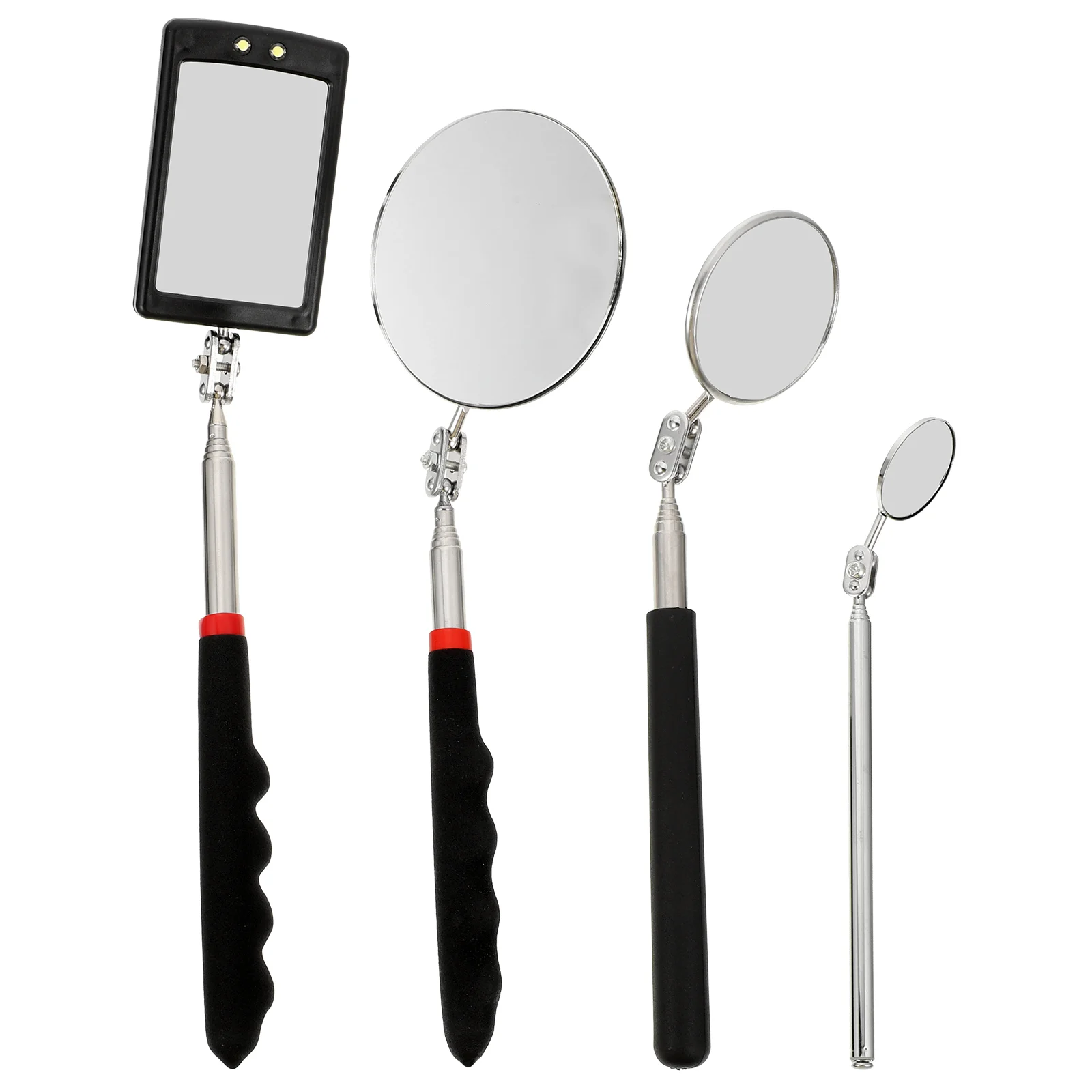 

4 Pcs Telescopic Inspection Mirror Mirrors Extendable Car Flexible Telescoping Plastic LED