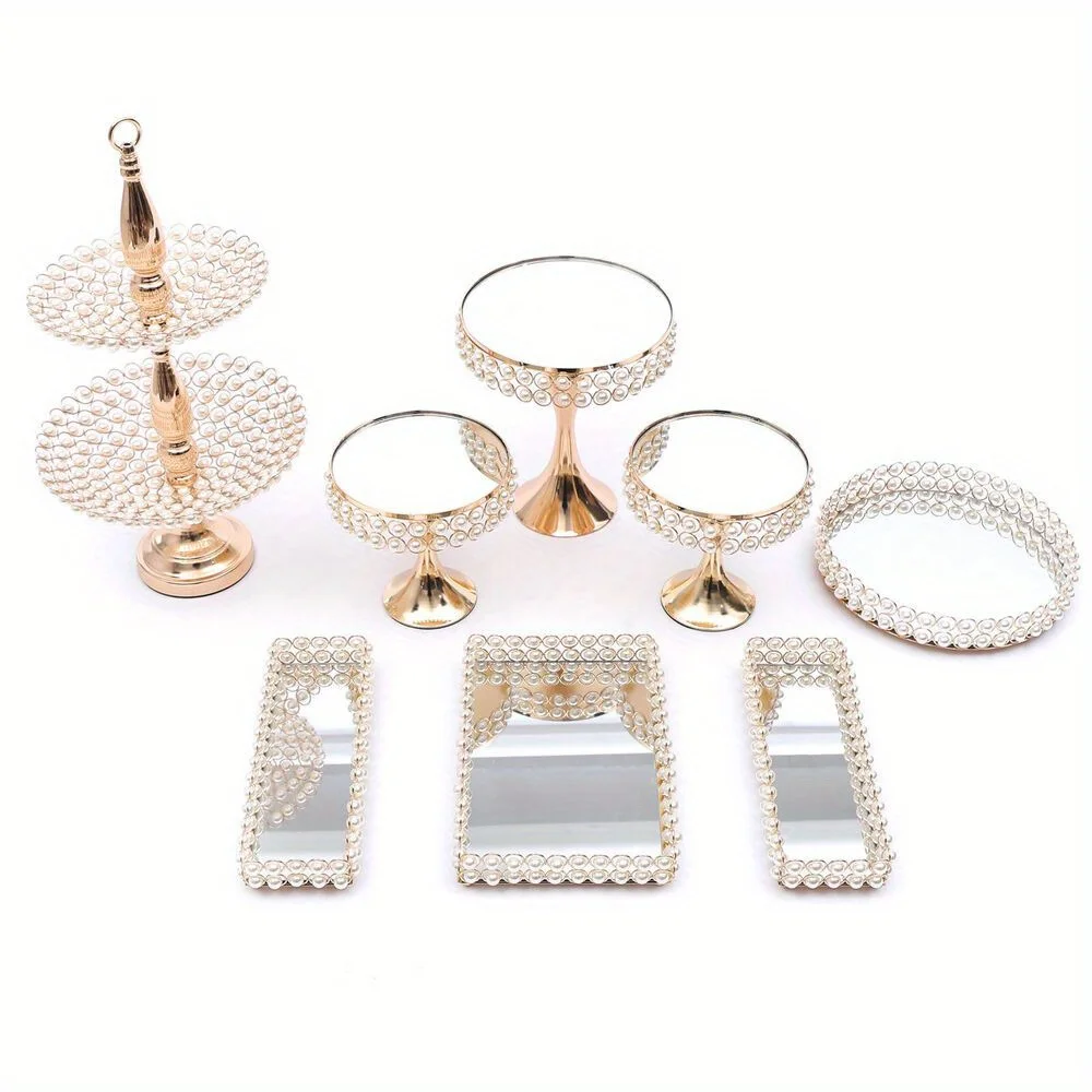 8pcs, Wedding Cake Stand Set, Birthday Party Cupcake Dessert Tray With Bead Decor, For Home Gathering Party Wedding Picnic, Part
8pcs, Wedding Cake Stand Set, Birthday Party Cupcake Dessert Tray With Bead Decor, For Home Gathering Party Wedding Picnic, Part