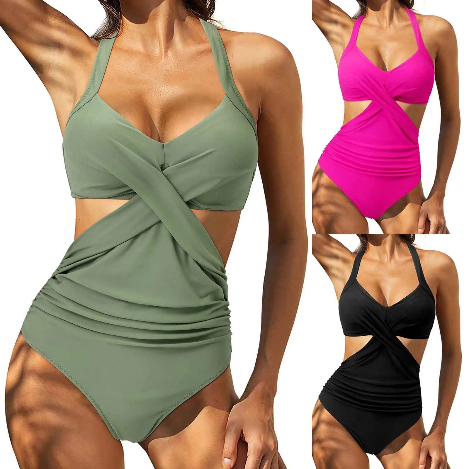 Women's one-piece Swimsuit Fashion Sexy Cross Bandage Bikini 2022 Summer High Waist Push Up Halter Strap Bathing Suit Beach Wear
Women's one-piece Swimsuit Fashion Sexy Cross Bandage Bikini 2022 Summer High Waist Push Up Halter Strap Bathing Suit Beach Wear