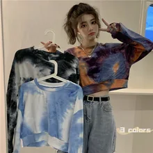 Women Crop Top Tie Dye Long Sleeve Short Cropped Sweatshirt New Korean Fashion O-Neck Pullovers Autumn y2k Clothes
Women Crop Top Tie Dye Long Sleeve Short Cropped Sweatshirt New Korean Fashion O-Neck Pullovers Autumn y2k Clothes