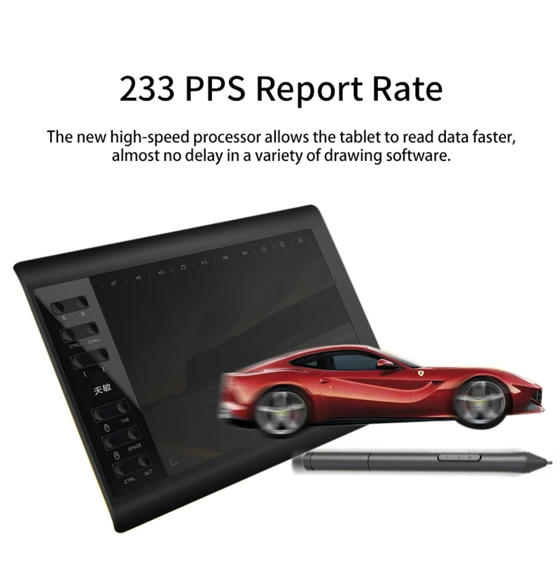 10x6" Professional Graphics Drawing Tablet 12 Express Keys 8192 Levels Battery-Free Stylus/30pcs Pen Refill Support PC/Laptop 10x6" Professional Graphics Drawing Tablet 12 Express Keys 8192 Levels Battery-Free Stylus/30pcs Pen Refill Support PC/Laptop