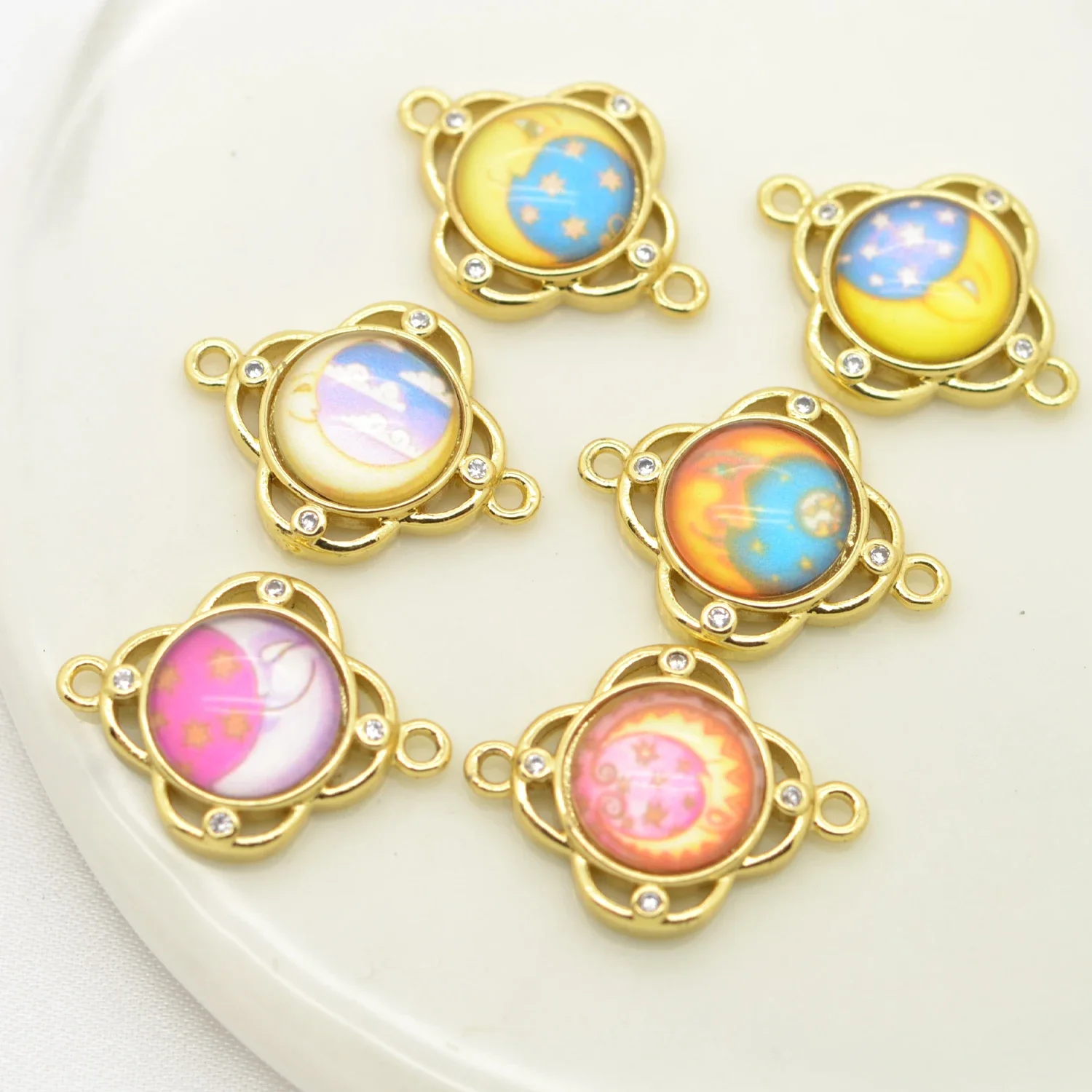 Sky Style Connector for DIY Jewelry Making Supplies Sun Star Moon Brass Resin Jewelry Handmade Bracelet Making Material 4 Pcs
Sky Style Connector for DIY Jewelry Making Supplies Sun Star Moon Brass Resin Jewelry Handmade Bracelet Making Material 4 Pcs