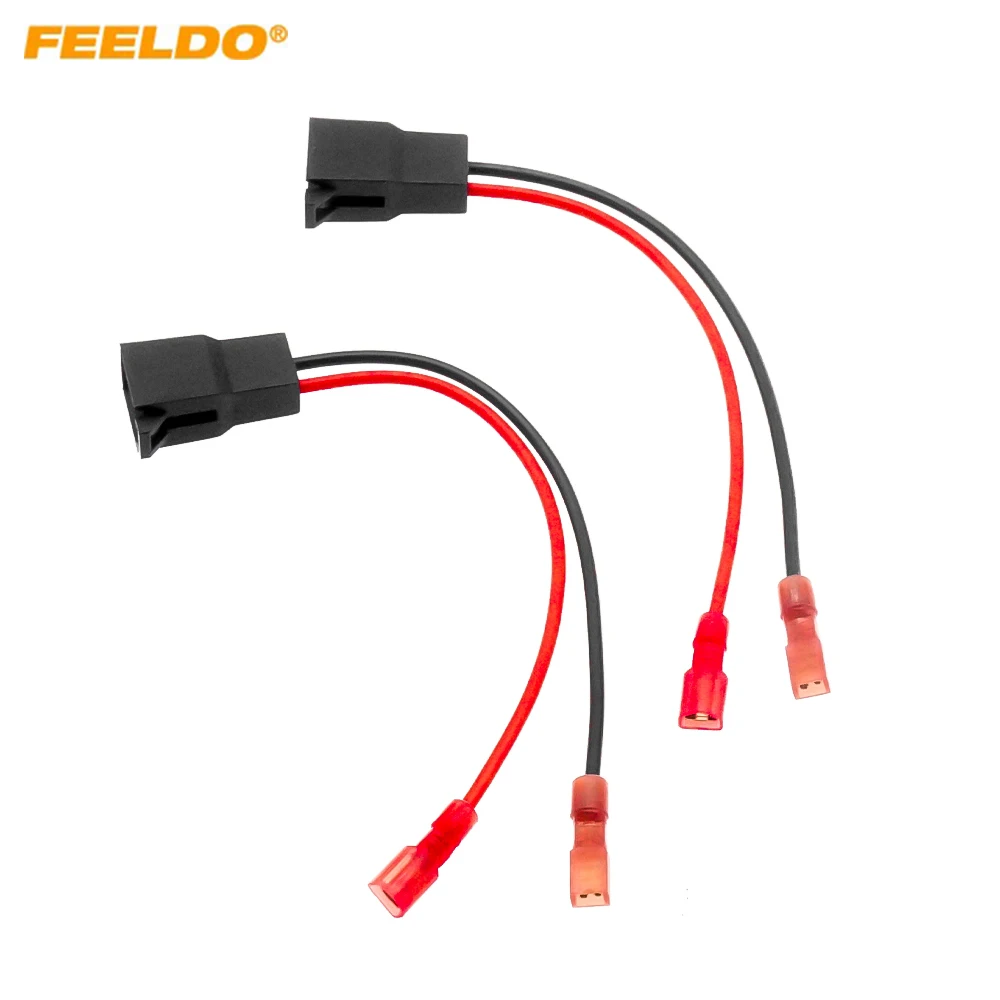 

FEELDO Car 2Pin Stereo Speaker Wire Harness Adaptors For Volkswagen Auto Speaker Replacement Connection Wiring Plug Cables