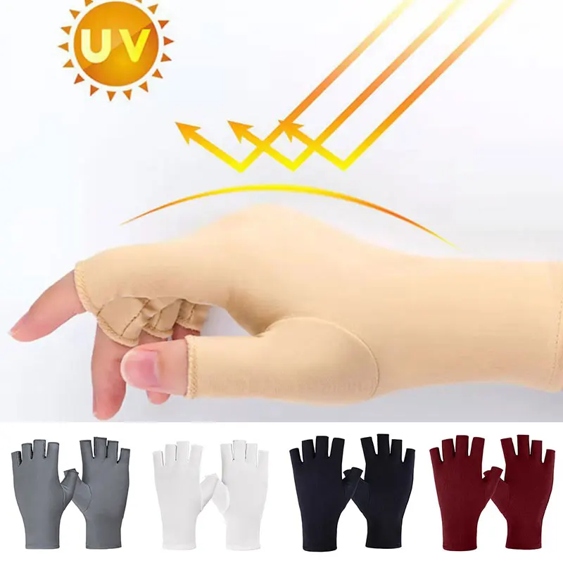 

Summer New Women's Sun Protection Gloves Anti-Uv Ice Silk Thin Breathable Half-Finger Mitten Fingerless Sunscreen Female Gloves