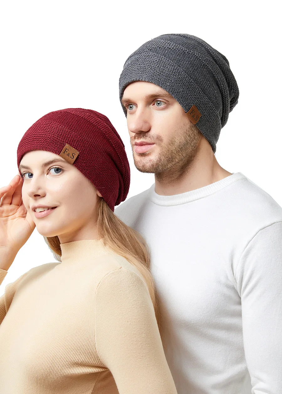 New Unisex Slouchy Winter Hats Add Fur Lined Men And Women Warm Beanie Cap Casual Label Decor Winter Knitted Hats New Unisex Slouchy Winter Hats Add Fur Lined Men And Women Warm Beanie Cap Casual Label Decor Winter Knitted Hats