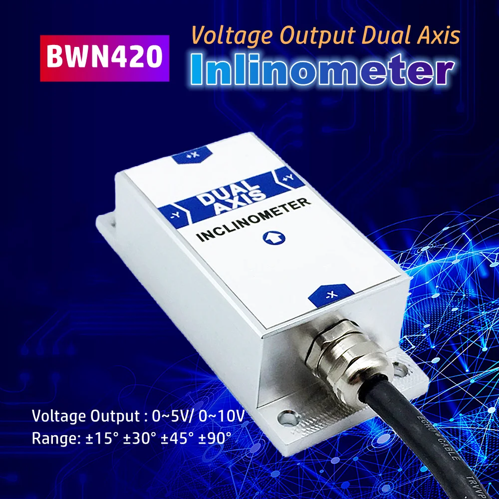 BWN420 Voltage Output Dual Axis Inclinometer 0-5V 0-10V Inclination Measurement Sensor 90 Degree Inclination Angle Sensor Module
BWN420 Voltage Output Dual Axis Inclinometer 0-5V 0-10V Inclination Measurement Sensor 90 Degree Inclination Angle Sensor Module
