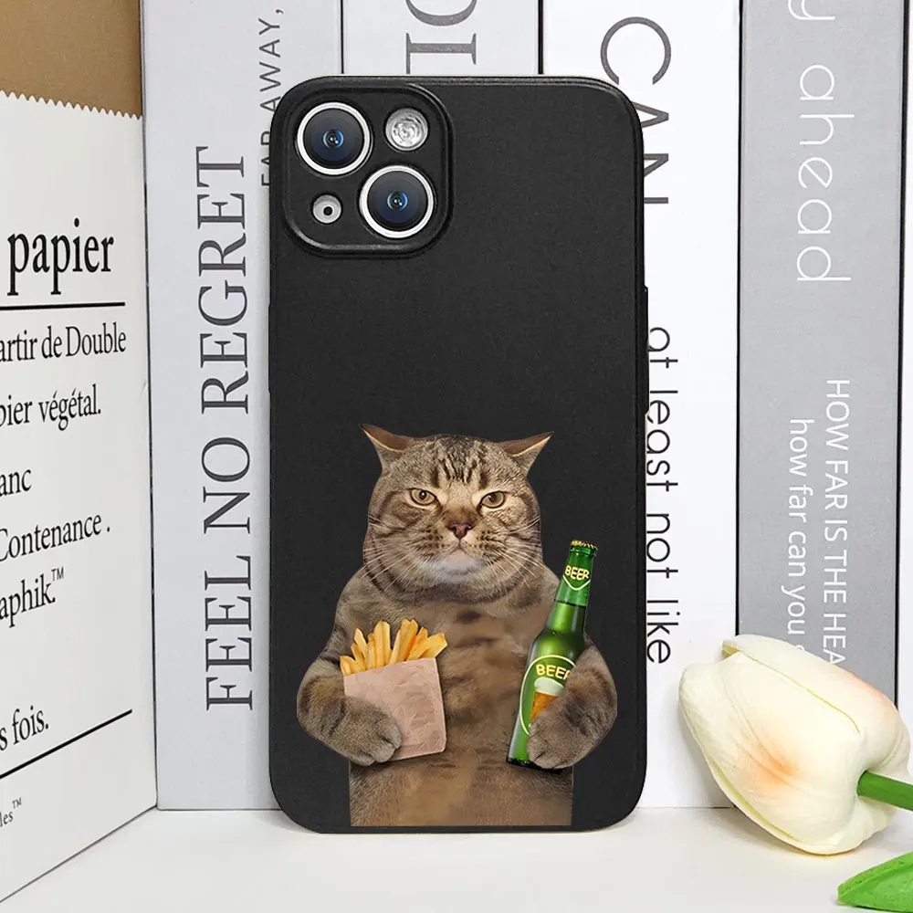 Funny Animal Beers Cat Phone Case for IPhone 16 15 14 13 12 11 Pro Max Mini X XS 7 8Plus SE2 Soft Silicone Cover Creative Fundas Funny Animal Beers Cat Phone Case for IPhone 16 15 14 13 12 11 Pro Max Mini X XS 7 8Plus SE2 Soft Silicone Cover Creative Fundas