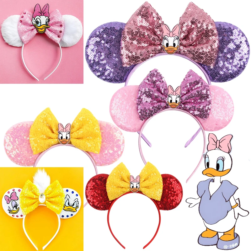 

Disney Daisy Duck Ear Headband for Adults Donald Duck Hairbands Girls Kids Headwear Women Mickey Mouse Ears Bow Hair Accessories