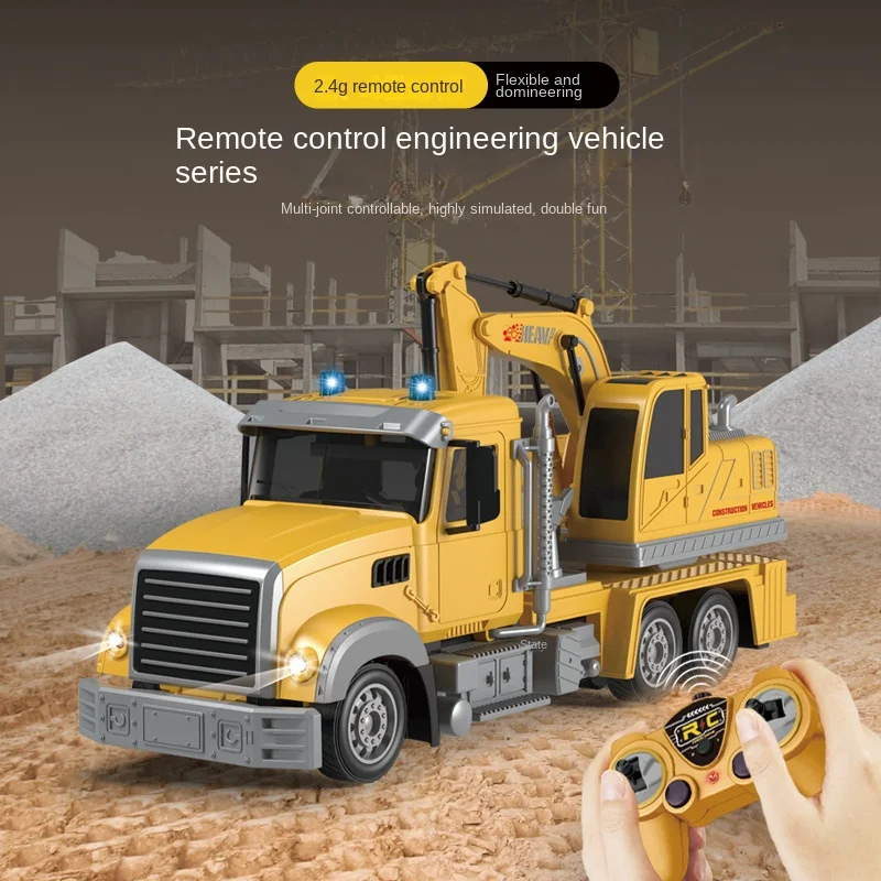 

1: 24 RC 11 channel 360 degree rotation excavator crane mixer truck bulldozer simulation model engineering vehicle children's t