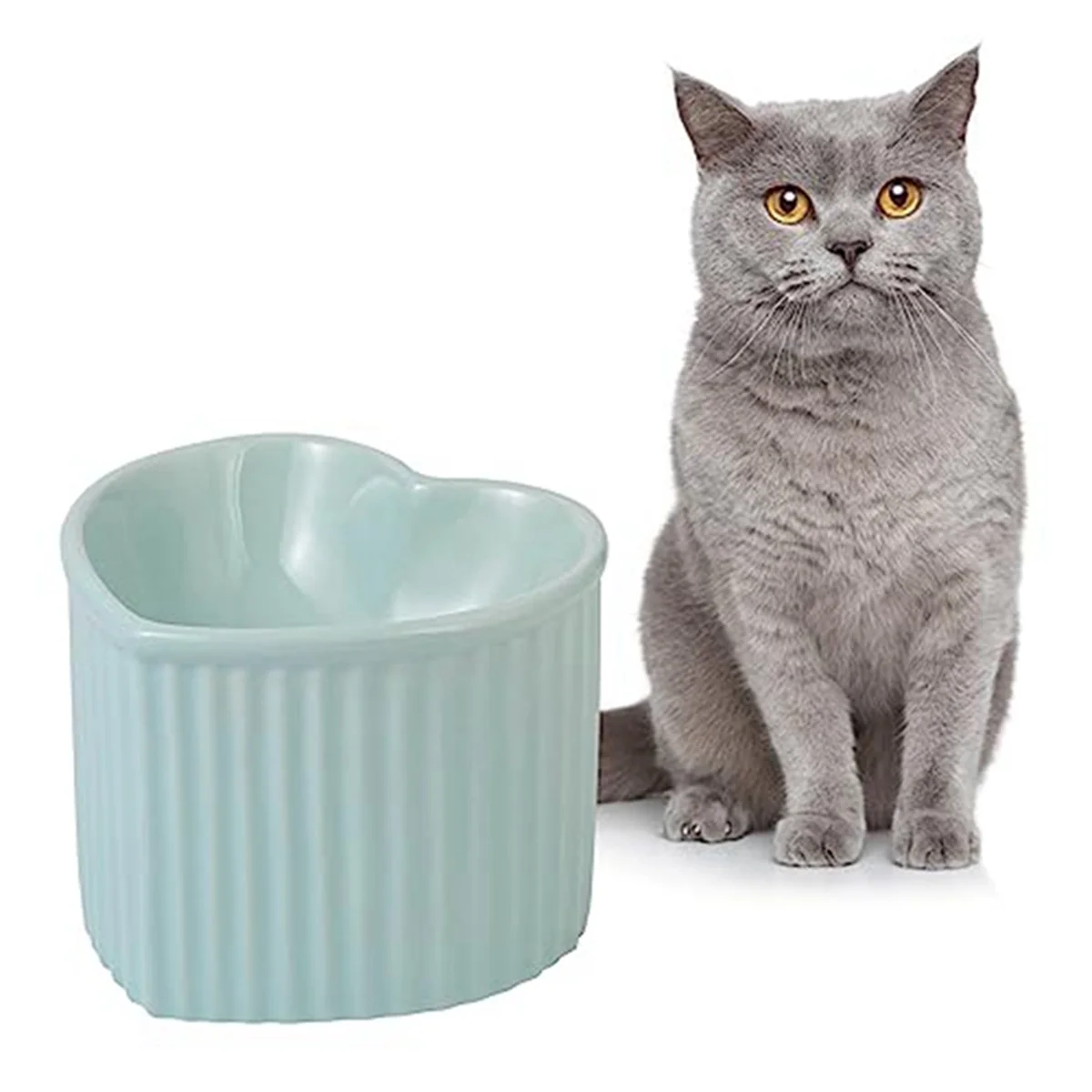 

Керамические приподнятые миски для кошек, наклонные приподнятые миски для еды или воды, без стресса, предотвращение обратного тока, можно мыть в посудомоечной машине, для микроволновой печи