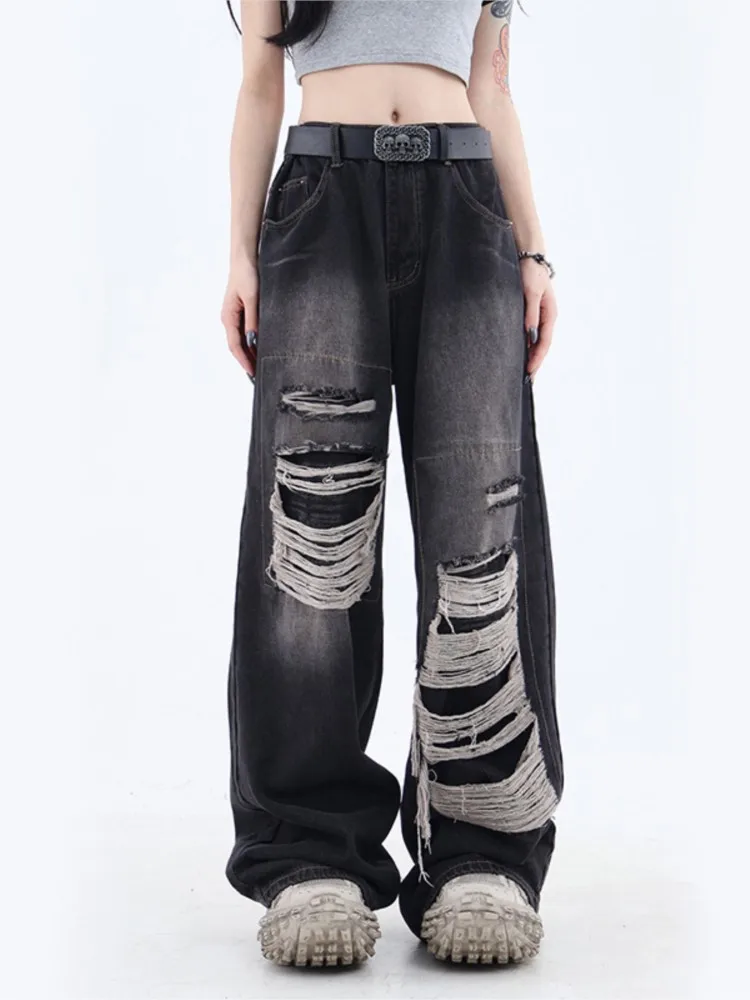 RDMQ 2023 Y2K Vintage Hole Women Jeans Bf Summer Blue High Waist Hip Hop Loose Wide Leg Pants Korean Solid Straight Denim Pants
RDMQ 2023 Y2K Vintage Hole Women Jeans Bf Summer Blue High Waist Hip Hop Loose Wide Leg Pants Korean Solid Straight Denim Pants