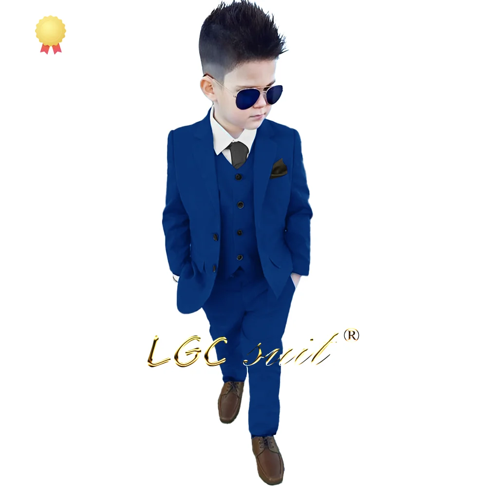 

Boy's 3-piece single-breasted suit (blazer, vest and trousers), suitable for children aged 2 to 16 years old, customized tuxedo