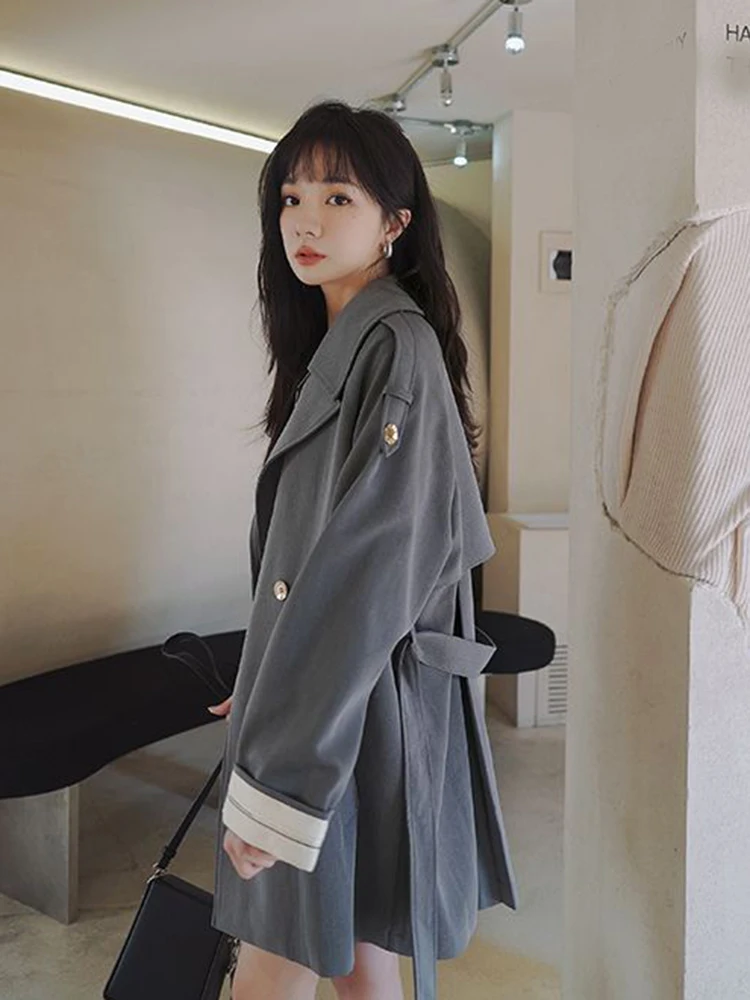 Jmprs Fashion Women Grey Trench Elegant England Double Breasted Jacket Casual Patchwork Long Sleeve Design Loose Simple Coat New
Jmprs Fashion Women Grey Trench Elegant England Double Breasted Jacket Casual Patchwork Long Sleeve Design Loose Simple Coat New