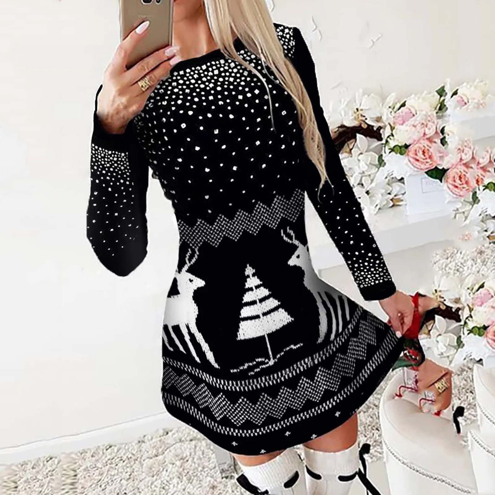 Dresses For Women 2024 Women Fun Christmas Santa Claus Tree Snowflake Elk Print Long Sleeve Dresses Ladies Casual Black Dress
Dresses For Women 2024 Women Fun Christmas Santa Claus Tree Snowflake Elk Print Long Sleeve Dresses Ladies Casual Black Dress