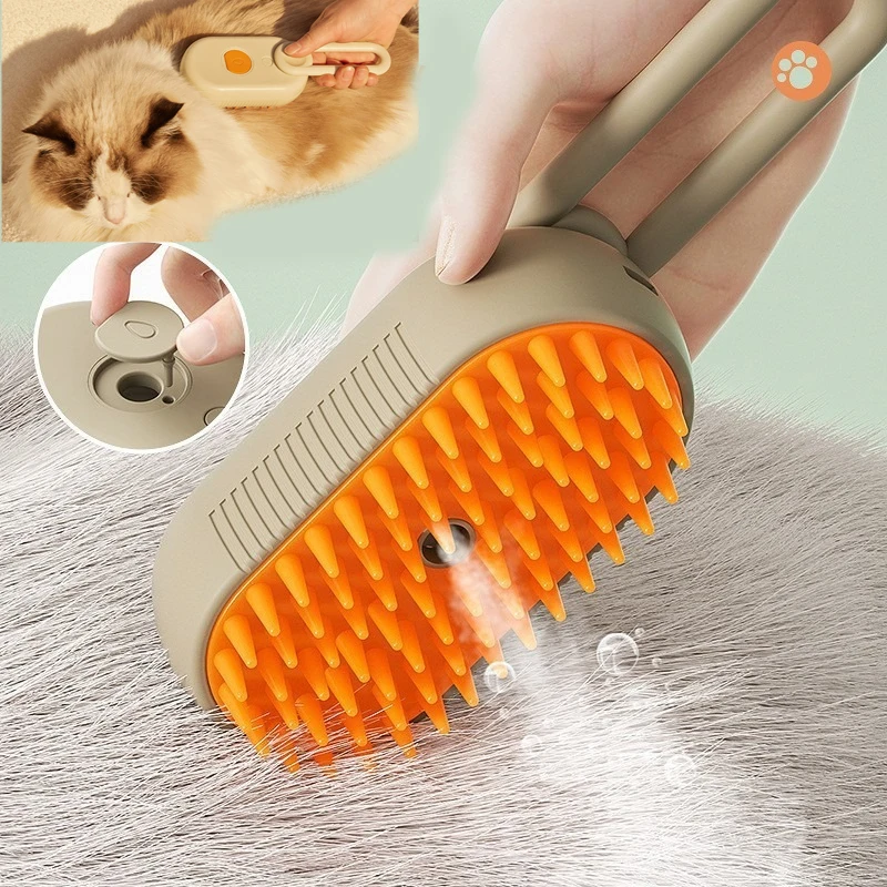 

Steamy Dog Brush Electric Spray Cat Hair Brush 3 in1 Dog Steamer Brush for Massage Pet Grooming Removing Tangled and Loose Hair