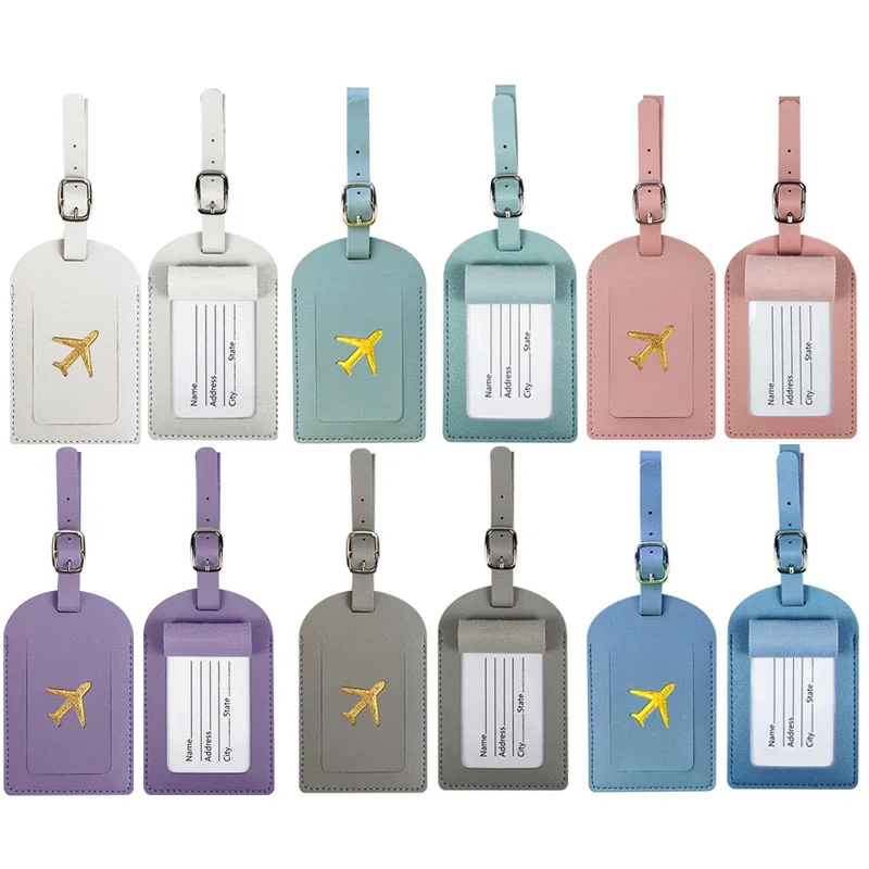 

Travel Suitcase Bag Accessories Leather Luggage Tags Passport Cover ID Card Address Name Holder Label Baggage Boarding Bag Tags