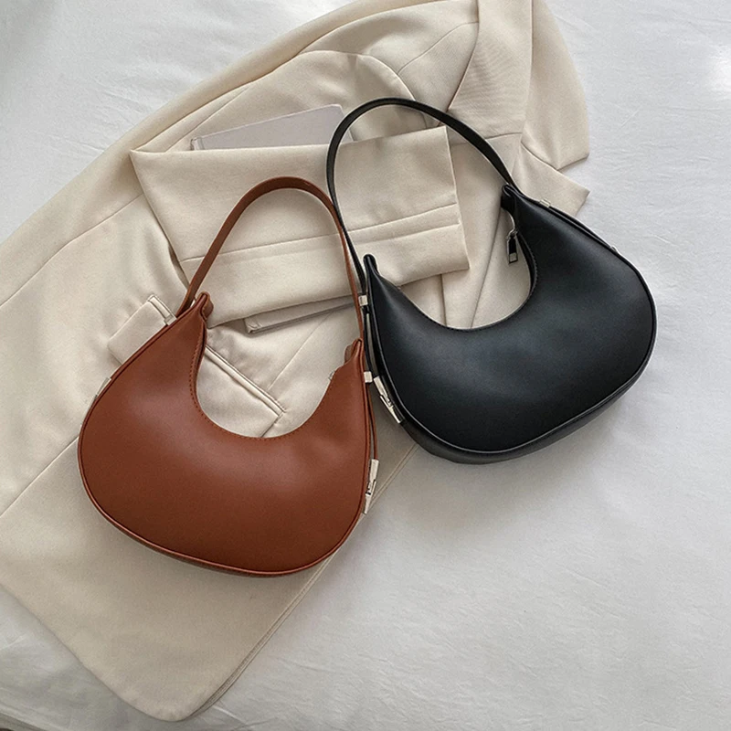 

Fashion PU Leather Underarm Bags Women Clutch Handbags Single Shoulder Bag Ladies Trendy Simple Hobos Bag Female Totes