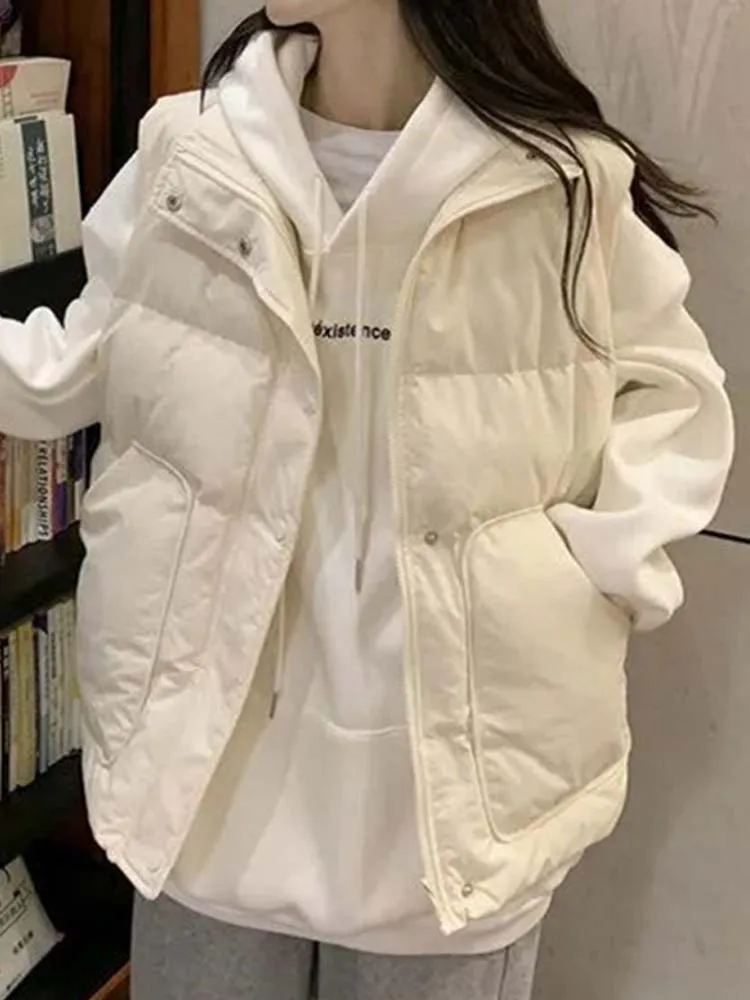 Winter Padded Vest Women Korean Fashion Sleeveless Jackets Female Preppy Style Warm Coats Ladies Casual Loose Chic Waistcoat 
Winter Padded Vest Women Korean Fashion Sleeveless Jackets Female Preppy Style Warm Coats Ladies Casual Loose Chic Waistcoat