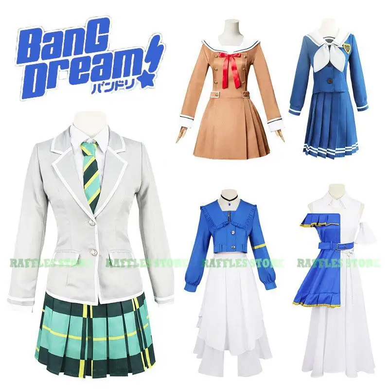 

BanG Dream!Anon Chihaya Soyo Nagasaki Saya Yamabuki Cosplay Women Girl Top Skirt Wig Full JK School Suit Carnival Party Costume