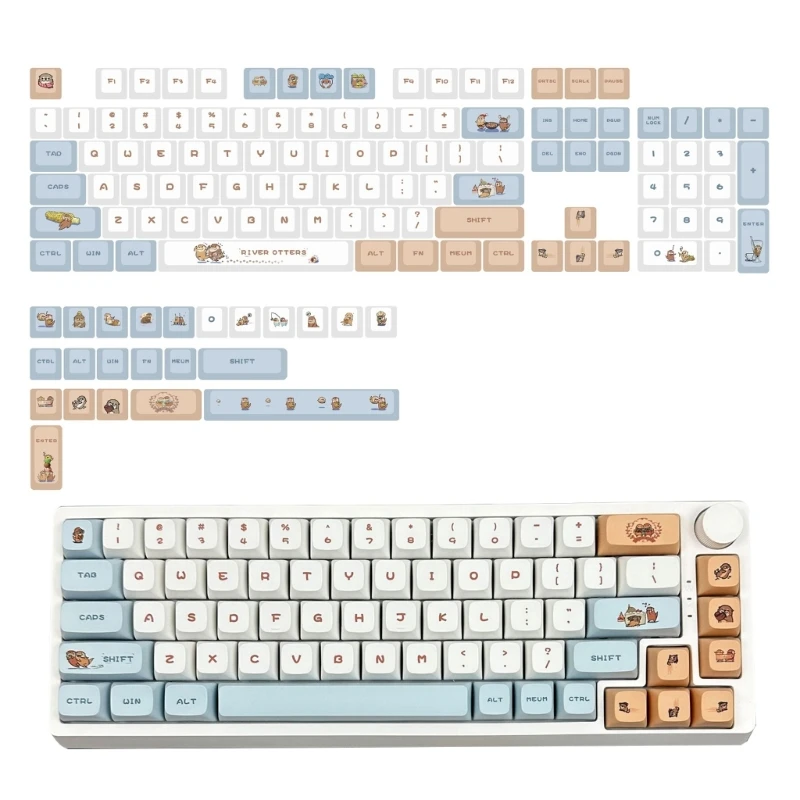 

127Keys Cartoon LittleOtter Keycaps XDA Thick PBT Keycap For 61/87/104/108 Layout Mechanical Keyboard DropShipping