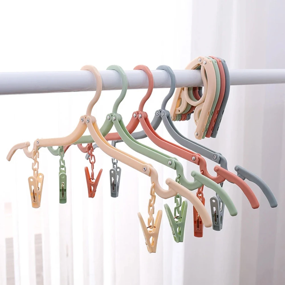 

Travel Portable Folding Hanger Space-Saving Travel Hangers with Clips Multi-Functional Clothes Drying Rack Storage Organizer