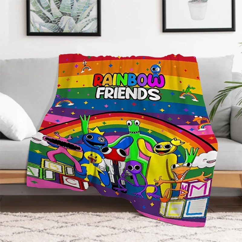 

R-Rainbow Friends Toy Anime Blanket Sofa Blankets for Bed Furry Winter Warm Throw & Throws Double Fluffy Soft Decorative Custom