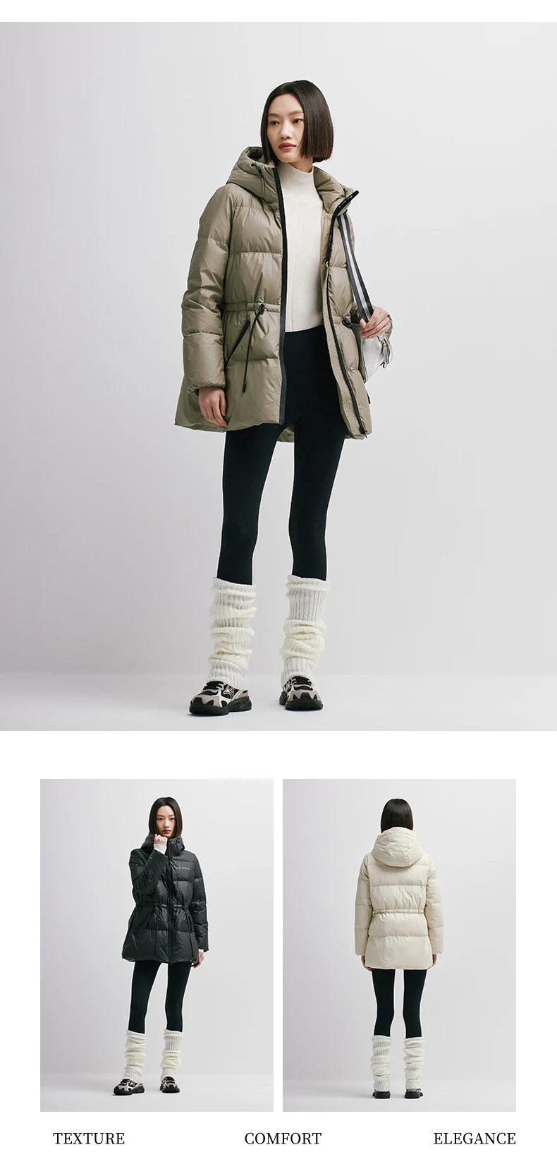 Chericom Women's Winter Down Jacket Mid Long Padding PU Leather Skinny Thick New Duck Down Solid Hooded Puffer Jacket 298097 Chericom Women's Winter Down Jacket Mid Long Padding PU Leather Skinny Thick New Duck Down Solid Hooded Puffer Jacket 298097