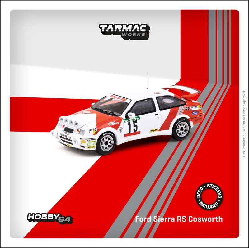 

Tarmac Works 1:64 Ford Sierra RS Cosworth Rallye de Portugal 1988 #15 Diecast Model Car