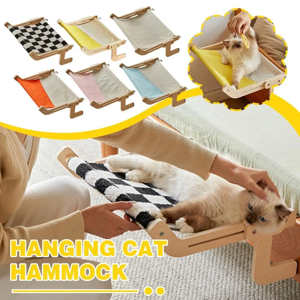 

Wooden Cat Hammock Window Hanging Solid Wood Cat's Nest All Seasons Universal Cats Bask In The Sun Hang Their Beds Pet Supplies