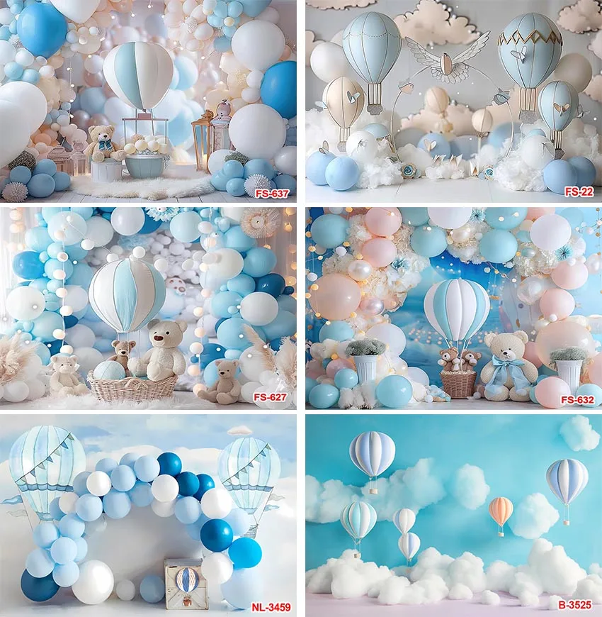 Hot Air Balloon Bear Photography Backdrops Blue Sky Clouds Photoshoot Background Newborn Baby Shower Cake Smash Decor Studio
Hot Air Balloon Bear Photography Backdrops Blue Sky Clouds Photoshoot Background Newborn Baby Shower Cake Smash Decor Studio