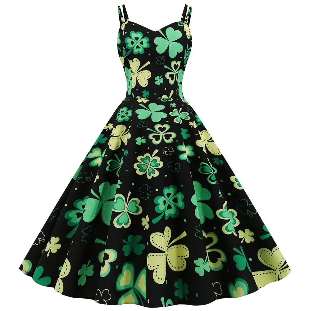 Womens Casual Dresses St. Patrick's Day Women Evening Print Party Prom Strap Big Swing Dress Floral Lace
Womens Casual Dresses St. Patrick's Day Women Evening Print Party Prom Strap Big Swing Dress Floral Lace