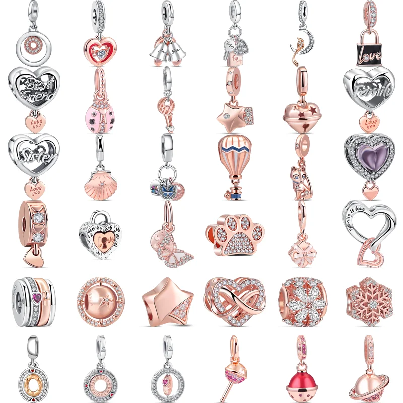 

New 925 Sterling Silver Sweet Heart Lollipop Two-tone Pendant Infinite Charm Love Bead Fit Pandora 925 Original Bracelet Jewelry