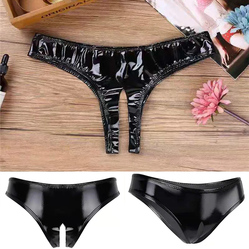 2022 Womens Wet PVC Patent Leather Open Crotch Briefs Hot Lady Sexy Crotchless Low Rise Panties Party Clubwear Costume 
2022 Womens Wet PVC Patent Leather Open Crotch Briefs Hot Lady Sexy Crotchless Low Rise Panties Party Clubwear Costume
