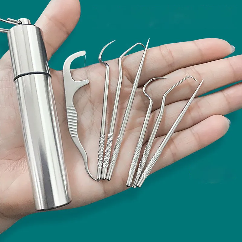 7PCS Stainless Steel Toothpick Set Portable Oral Cleaning Tools Tooth Flossing Artifact Outdoor Picnic Camp Reusable Toothpick
7PCS Stainless Steel Toothpick Set Portable Oral Cleaning Tools Tooth Flossing Artifact Outdoor Picnic Camp Reusable Toothpick