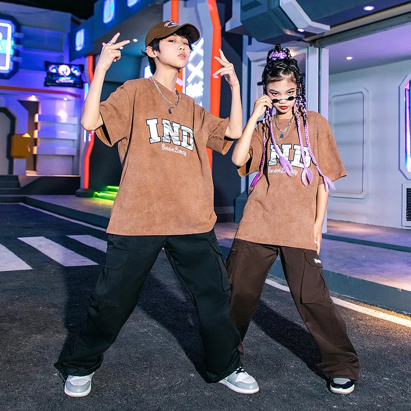 New Kids Hip Hop Clothing Brown Tshirt Cargo pants Summer Children's Casual Jazz Costume Cool Clothes Sets 4-16Y
New Kids Hip Hop Clothing Brown Tshirt Cargo pants Summer Children's Casual Jazz Costume Cool Clothes Sets 4-16Y