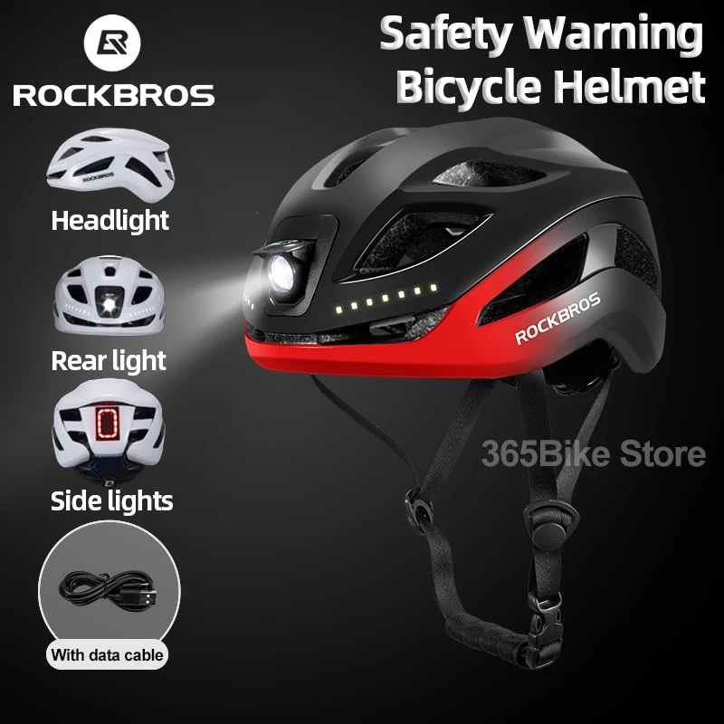 

ROCKBROS Cycling Helmet All-round Warning Lights Bike Helmet Intergrally-molded Ultralight Racing Road Safety Bicycle Helmets