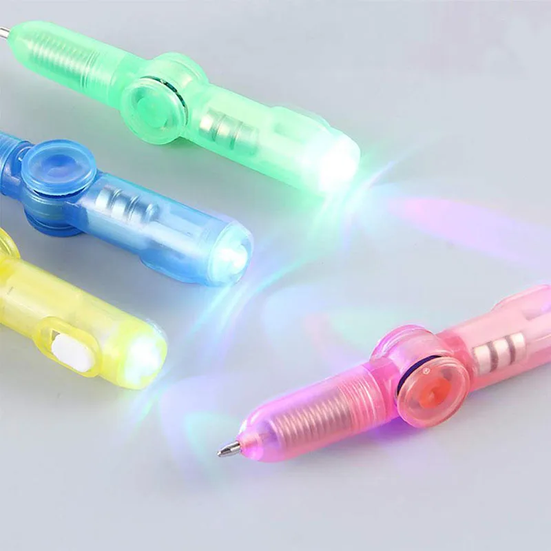 

NEW 2in1 Hand Spinner LED PEN Light Fidget Spin EDC Autism Gyroscope Glow dark