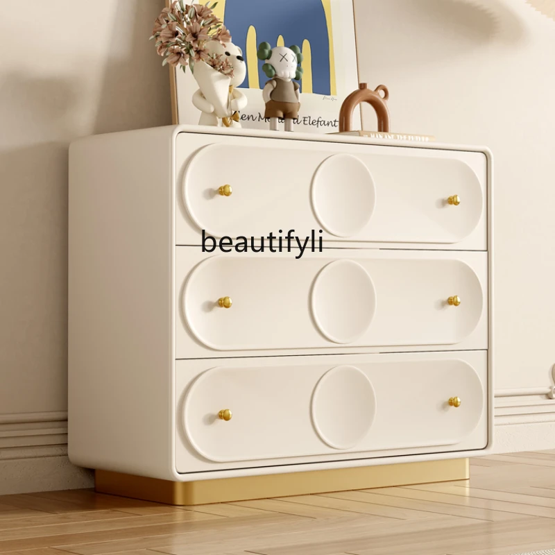 

French Cream Style Bedroom Solid Wood Chest of Six Drawers Chest of Drawers Three-Bucket Cabinet Hallway Locker Storage