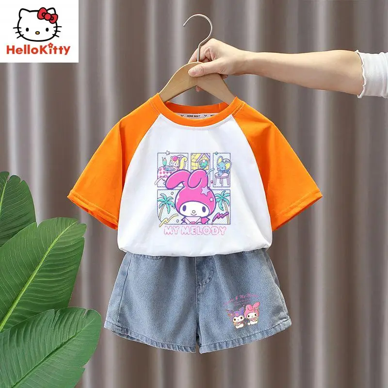 New Sanrio Kids Cotton Short Sleeve Suit Cartoon My Melody Summer Casual Sportswear Cute Student Loose Suit Anime Girl Gift
New Sanrio Kids Cotton Short Sleeve Suit Cartoon My Melody Summer Casual Sportswear Cute Student Loose Suit Anime Girl Gift
