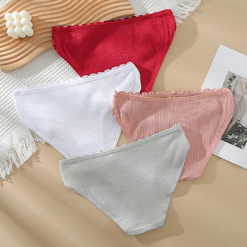 

3PCS/lot New Sexy Lace Panties For Women Girls Underwear Cotton Panty 2020 Soild Elasticity Comfortable Low-Rise Lingerie Pantie